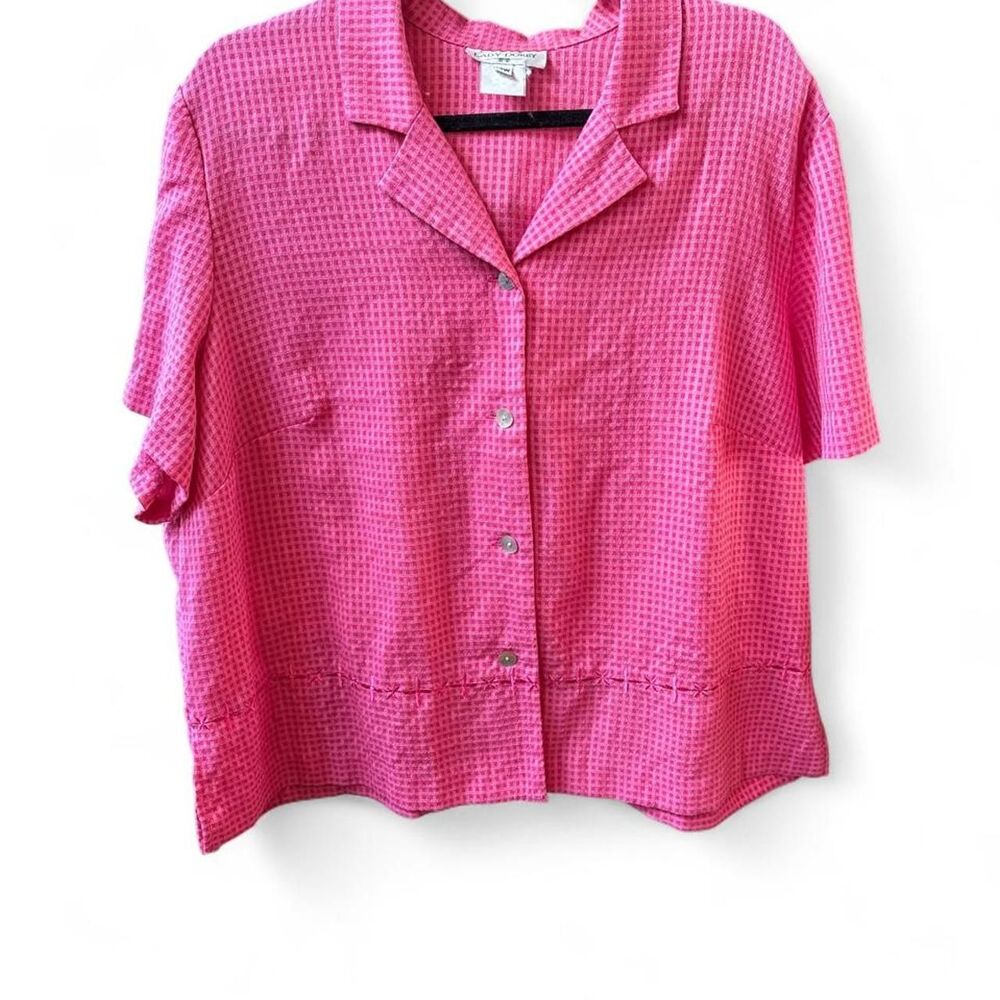 Vintage Lady Dorby Pink Gingham Blouse — Size 22W